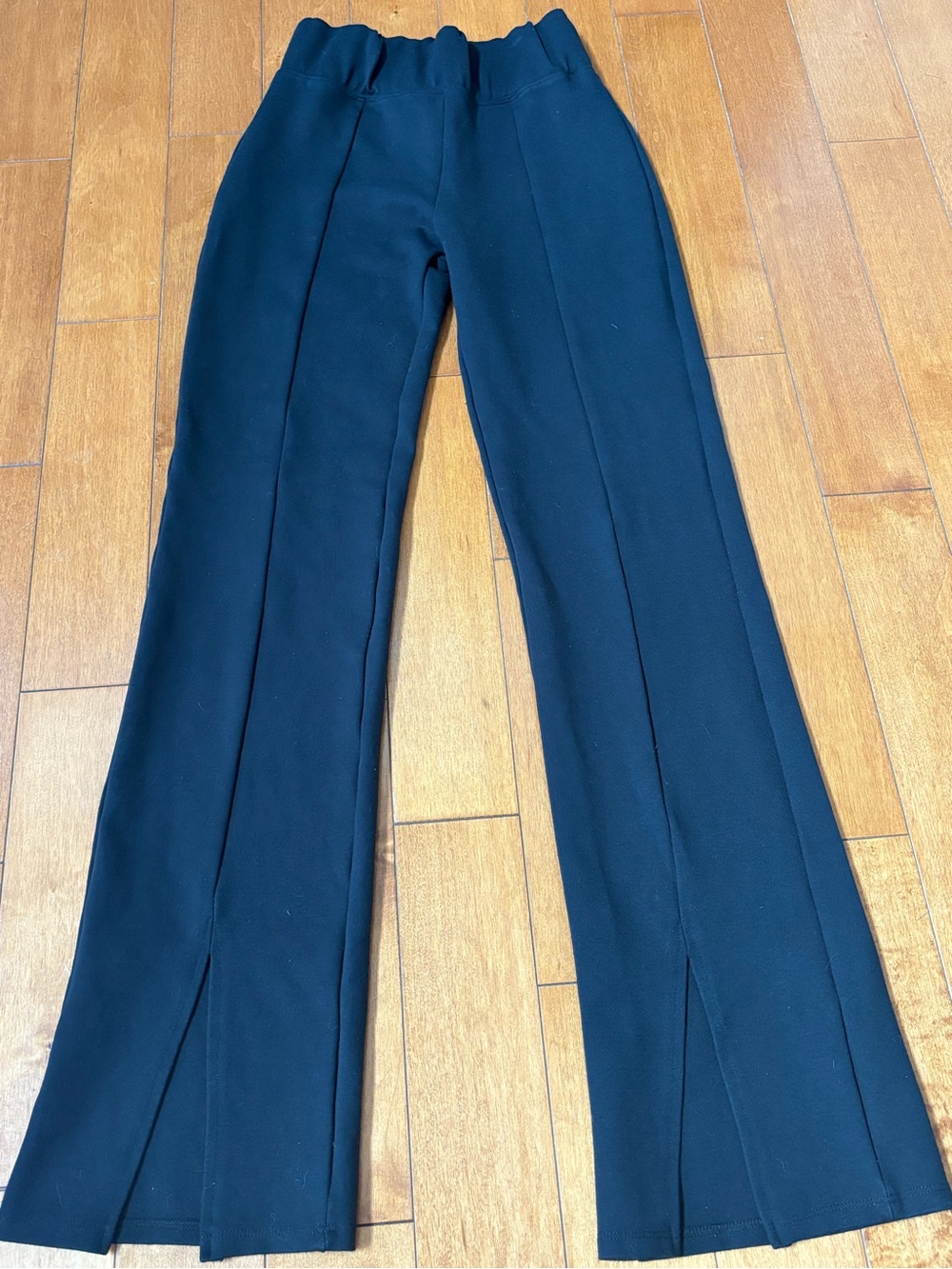 Abercrombie & Fitch Ponte High-Waist Split Hem Women’s Small Flare Pants Black